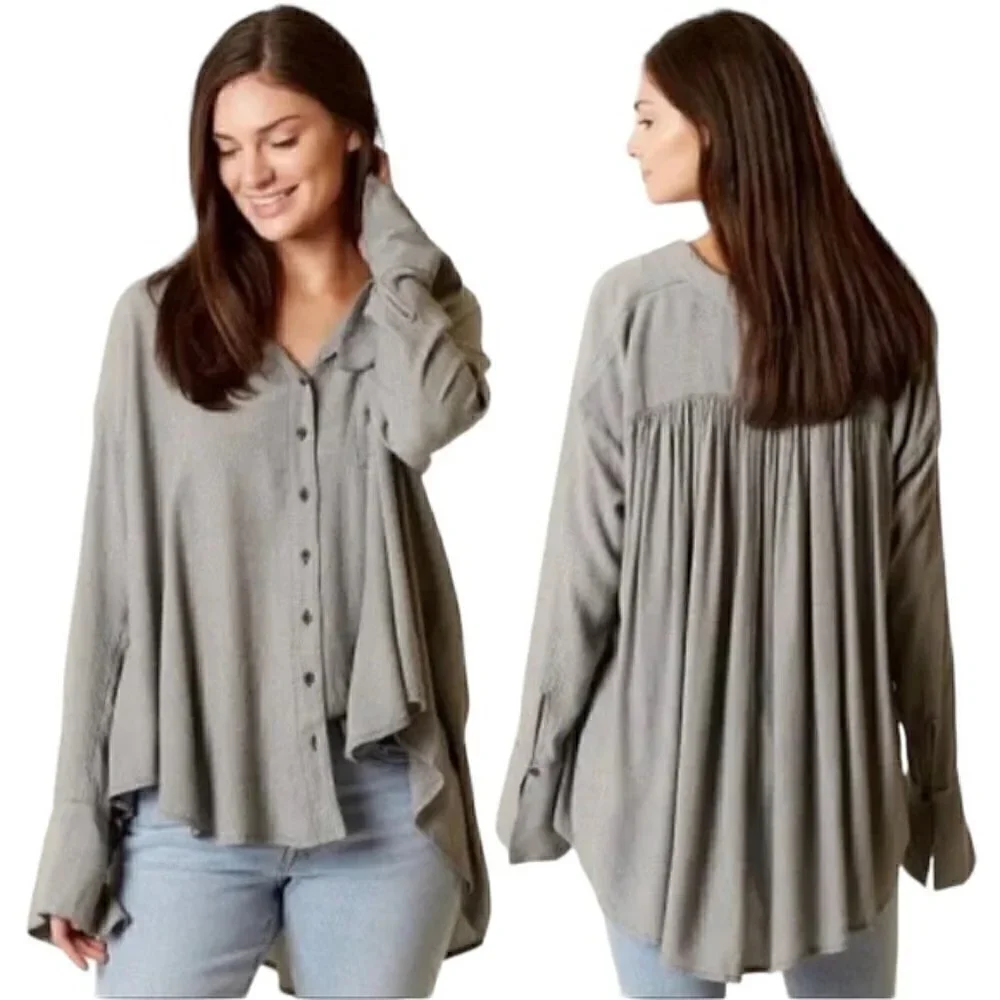 FREE PEOPLE Magic Breeze Button Down Blouse - Size XS